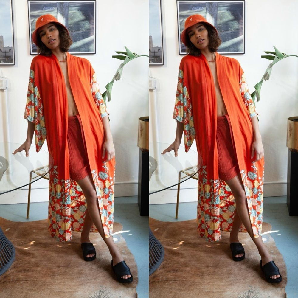 Free People Siren Floral Print Kimono One Size